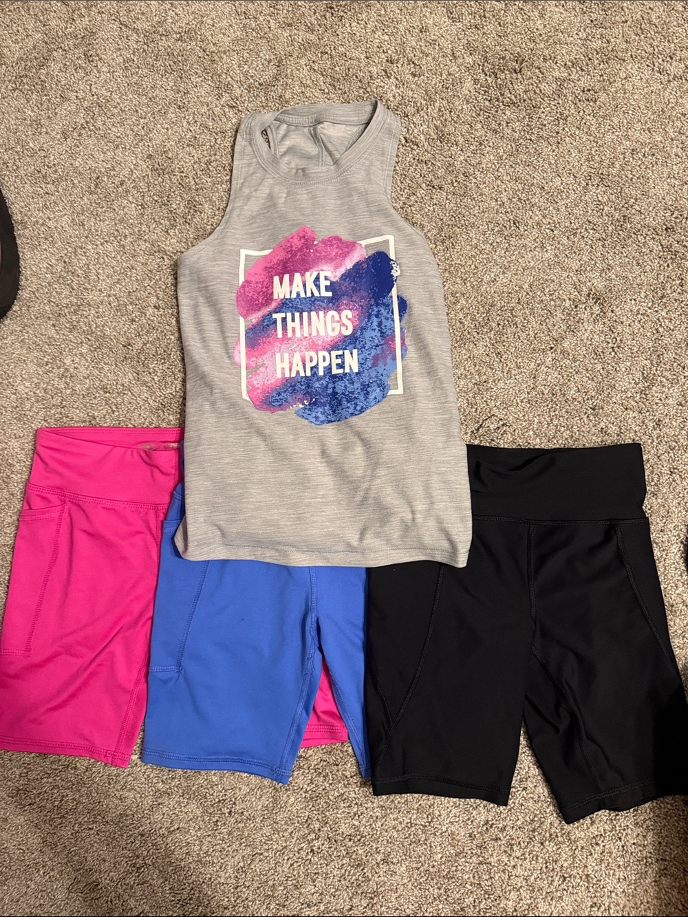 Girls' Grey Active Tank Top + 3 shorts